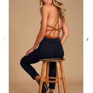 NWT Lulus | Heights Rust Orange Ribbed Strappy Backless Bodysuit L